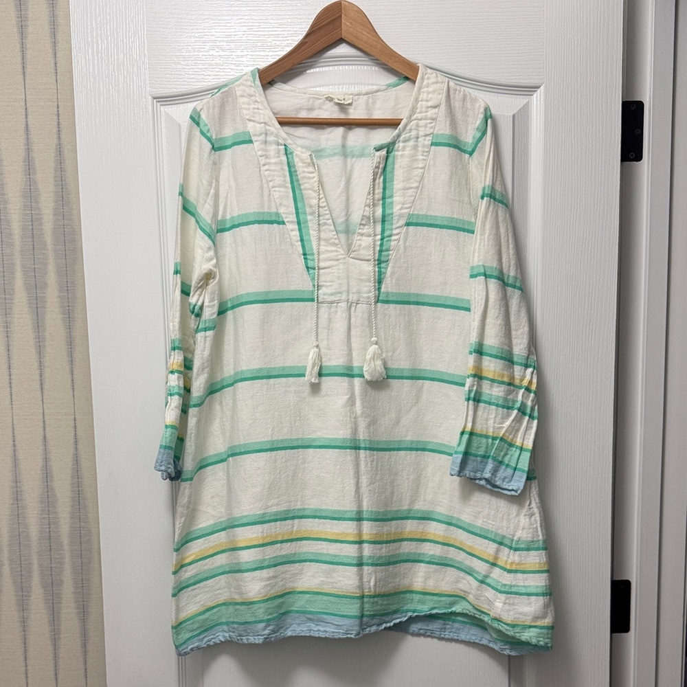 Soft Joie Mint and Yellow Striped Swim Coverup